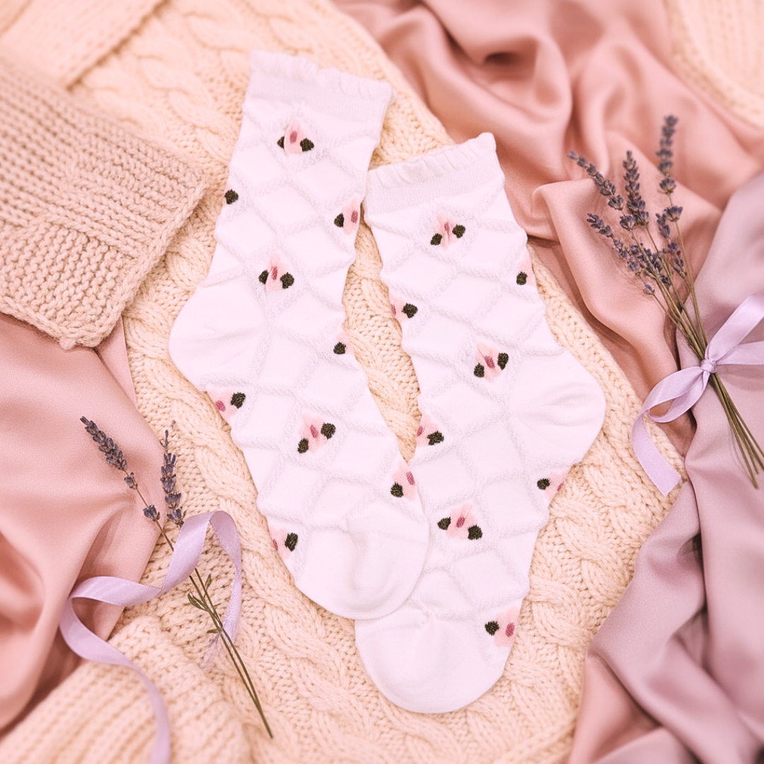 🧦 МЕКИ ДАМСКИ ЧОРАПКИ С ЦВЕТЕН МОТИВ (36–39)