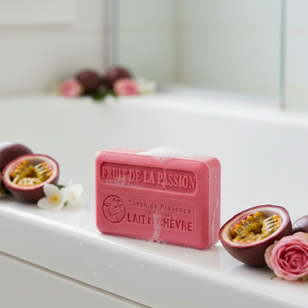 ЗАНАЯТЧИЙСКИ ТВЪРД САПУН SAVON DE MARSEILLE С КОЗЕ МЛЯКО И МАРАКУЯ