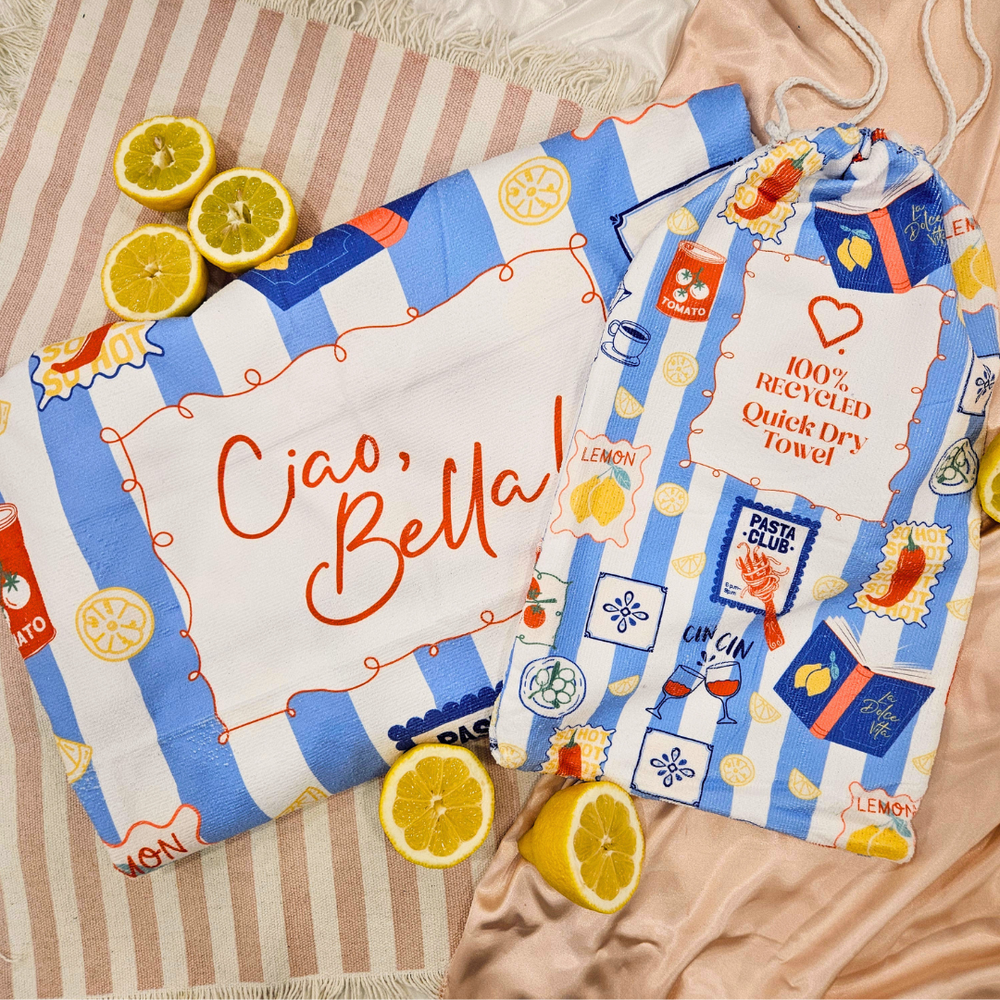 2️⃣ 🏝️ Кърпа за плаж Ciao, Bella