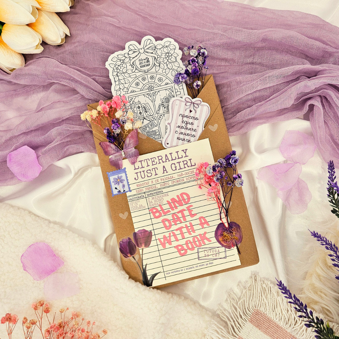 Blind Date LITERALLY JUST A GIRL  – Среща на сляпо с книга с цветни порезки + подарък  💜