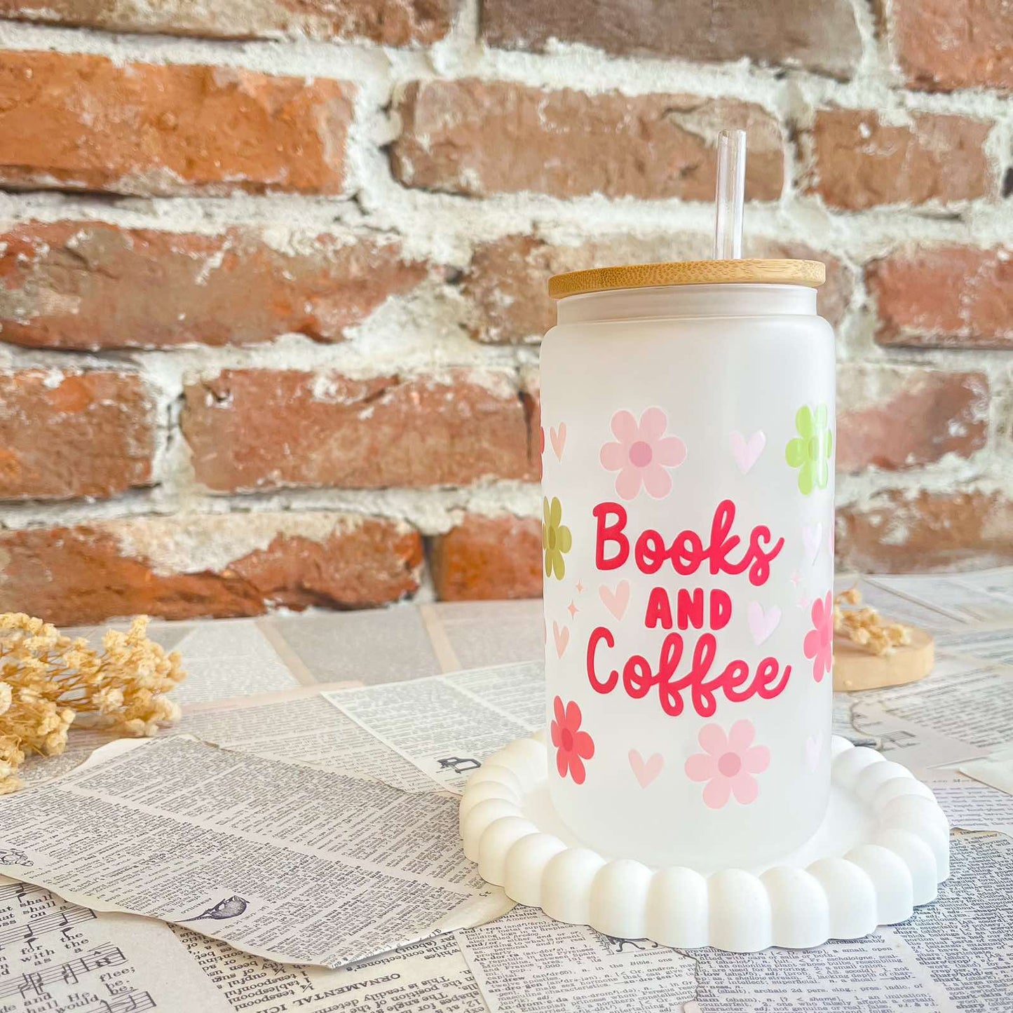 Стъклено бурканче "Books and coffe"